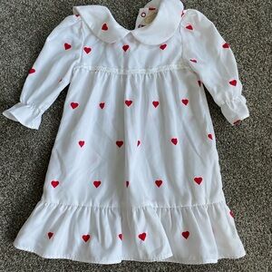 TBBC White nightgown with Red Heart Pattern